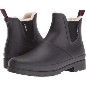 Tretorn Lina Waterproof Chelsea Rain Boots Faux Fur Lined Black Women's 10